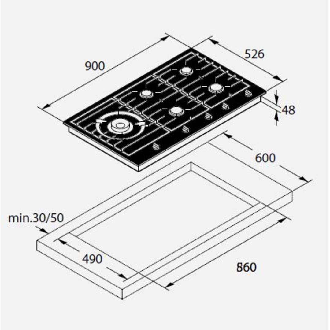 Asko 90cm Gas Cooktop Graphite Black HG1986AD