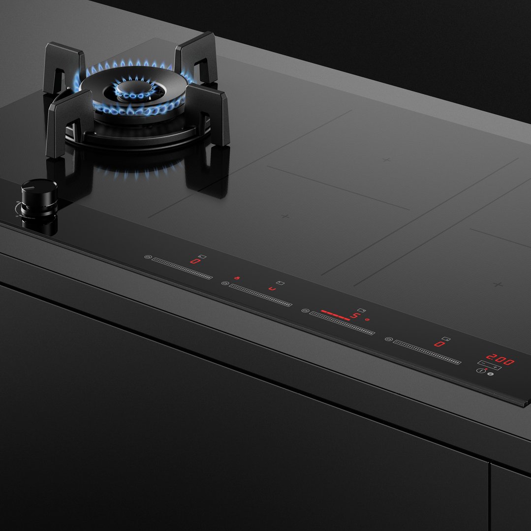 Fisher & Paykel 90cm Series 9 1 Burner + 4 Zone Hybrid Cooktop, 2 SmartZones, LPG CGI905DLPTB4
