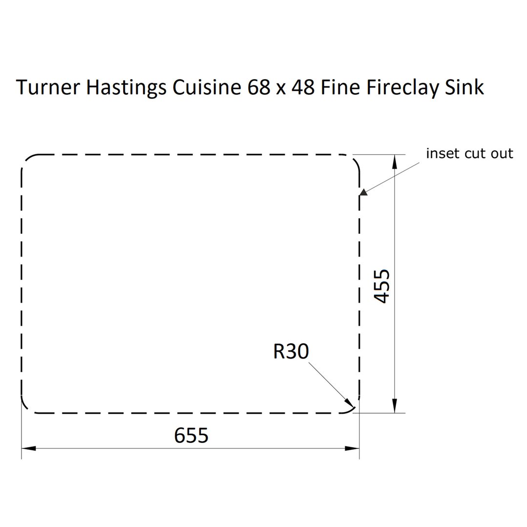 Turner Hastings Cuisine 68x48 Inset / Undermount Fireclay Sink with Overflow CU68FS-OF