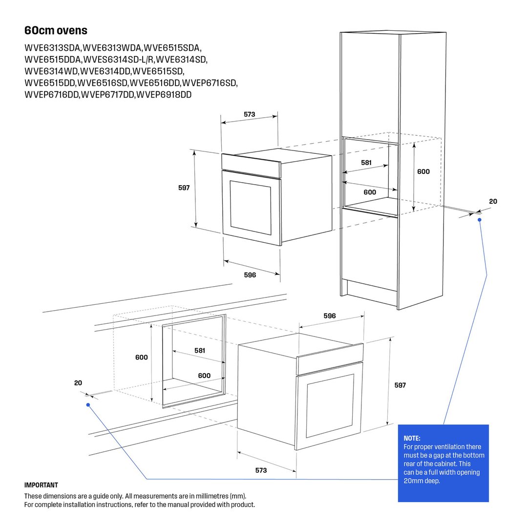 Westinghouse 60cm Multi-function 5 Oven WVE6314WD