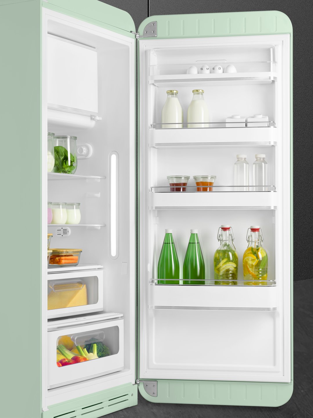 Smeg FAB 28 50’S Style Retro Refrigerator, Right Hand - Pastel Green FAB28RPG5AU