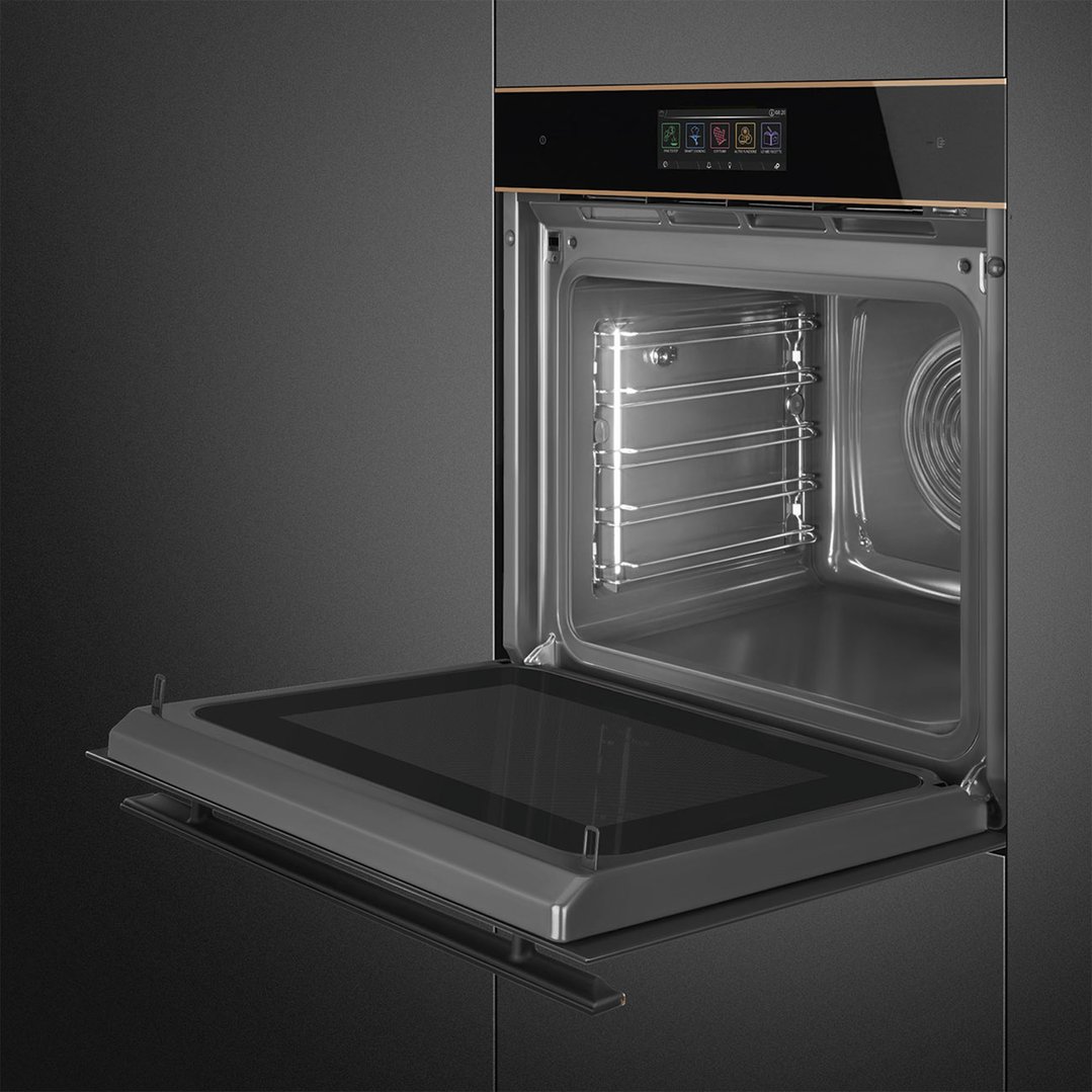 Smeg 60cm Dolce Stil Novo OmniChef Oven - Black Glass with Copper Trim SOA6606WAPNR