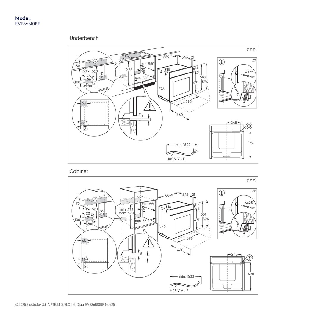 Electrolux 60cm Oven with Full Steam and Food Probe, 24 Function, Black - 800 Series EVES6810BF