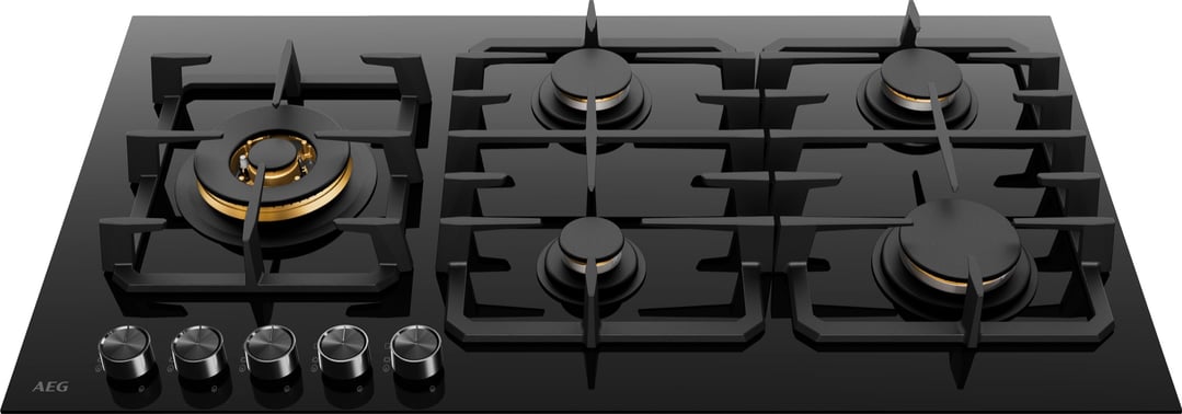 AEG 90cm 5 Burner Ceramic Glass Gas Cooktop HGC9566BB