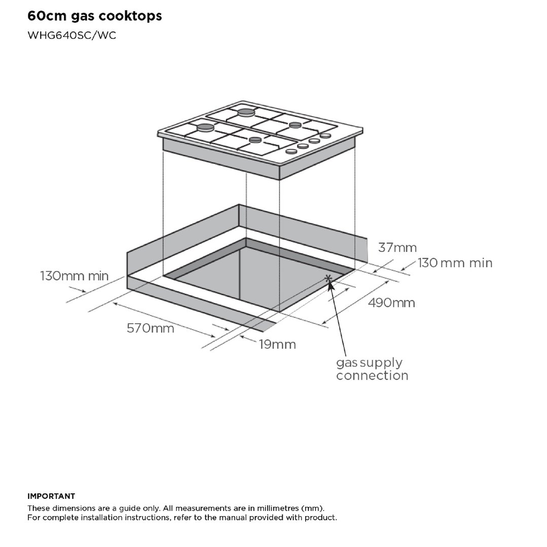 Westinghouse 60cm 4 Burner Gas Cooktop WHG640SC