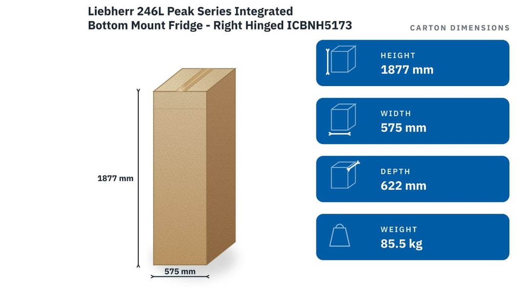 Liebherr 246L Peak Series Integrated Bottom Mount Fridge - Right Hinged ICBNH5173RHH