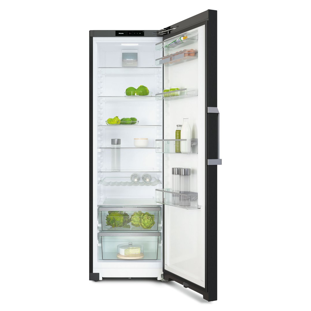 Miele 399L Freestanding Fridge with SoftClose Door and Wi-Fi Connectivity Black Steel KS4783EDBS