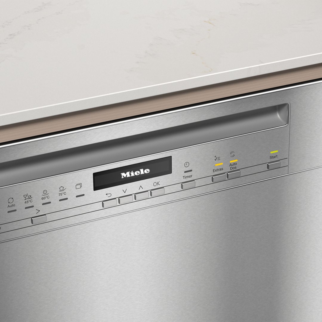 Miele 60cm Built-Under Dishwasher with AutoOpen Drying and Automatic Dispensing PowerDisk CleanSteel G7130SCUCLST