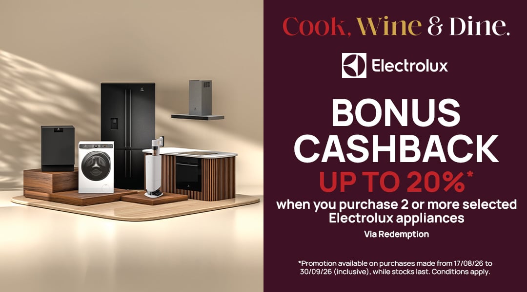 Bonus Cashback up to 20%* when you purchase 2 or more selected Electrolux appliances