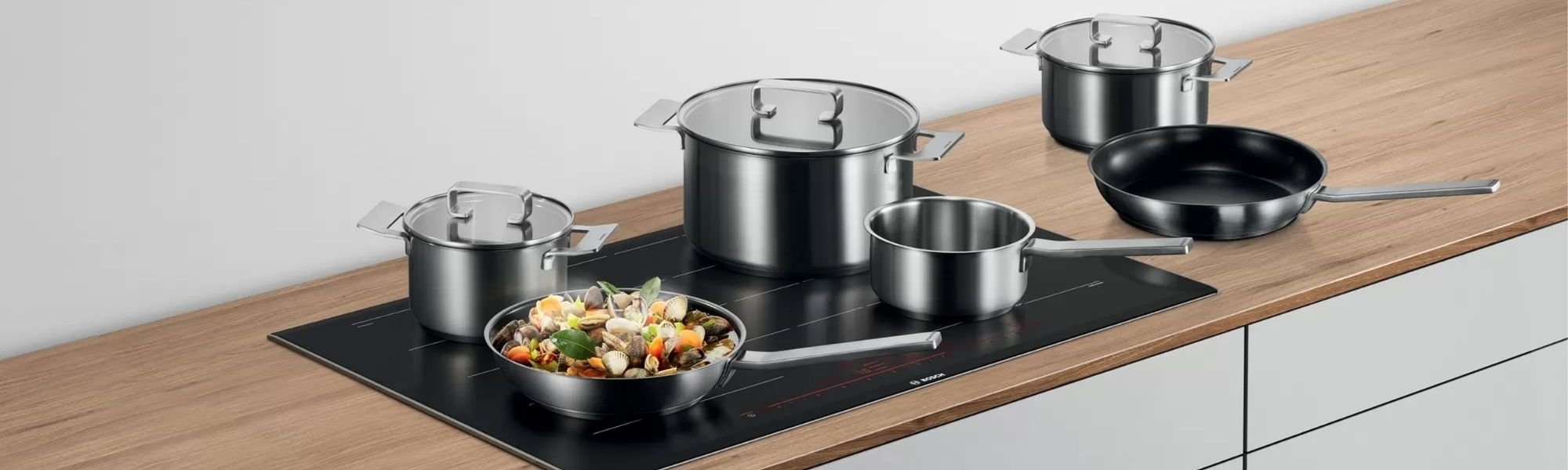 cookware set with an induction cooktop