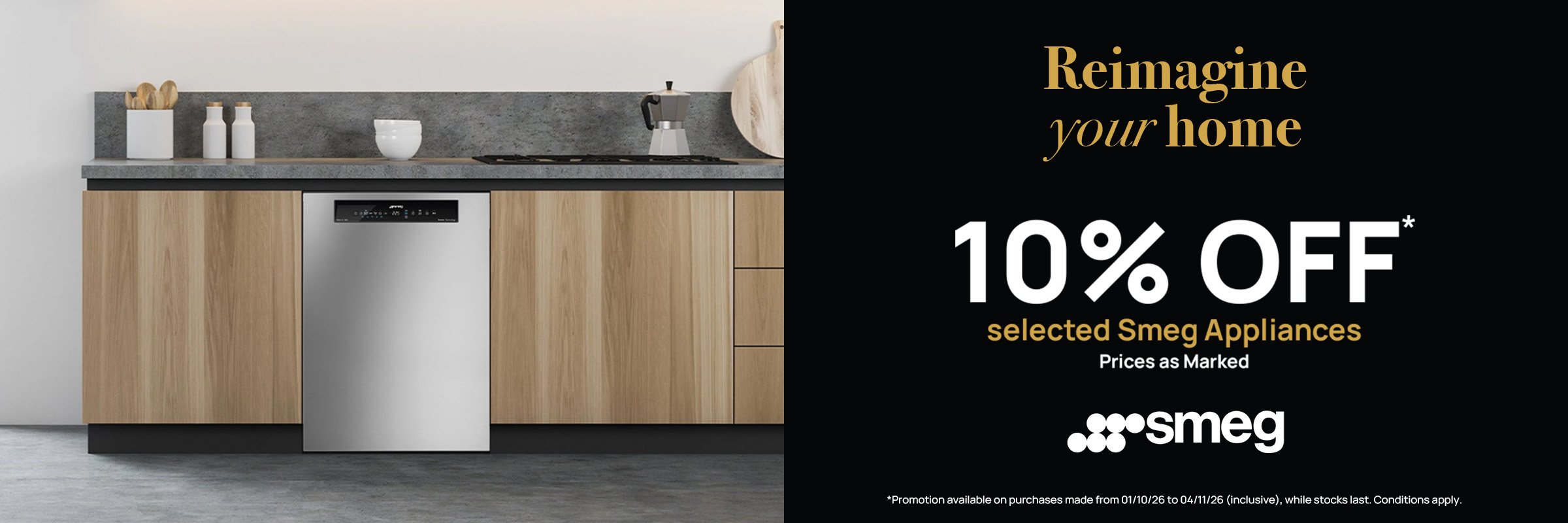 10% off* selected Smeg Appliances - Prices as Marked